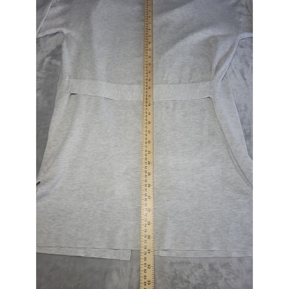 Womens Open Front Cardigan Sweater Size L Belted Back Minimalist Chic 3/4 Sleeve - Picture 6 of 10